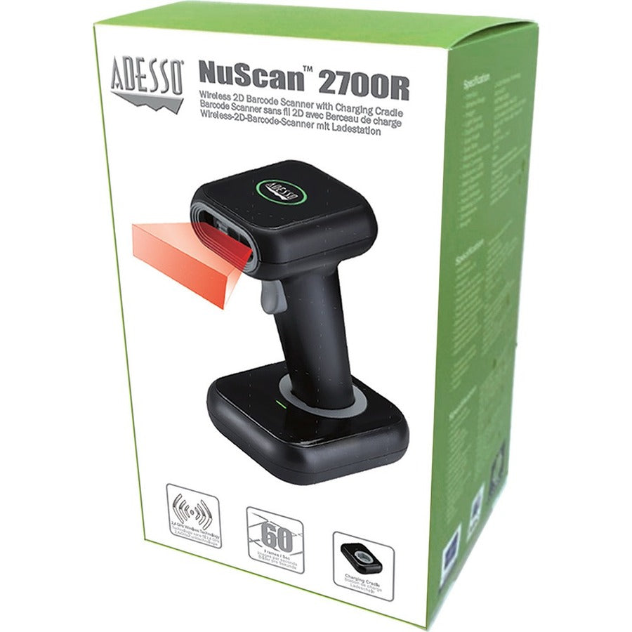 Adesso NuScan 2700R 2D Wireless Barcode Scanner with Charging Cradle Adesso NuScan 2700R 2D Wireless Barcode Scanner with Charging Cradle